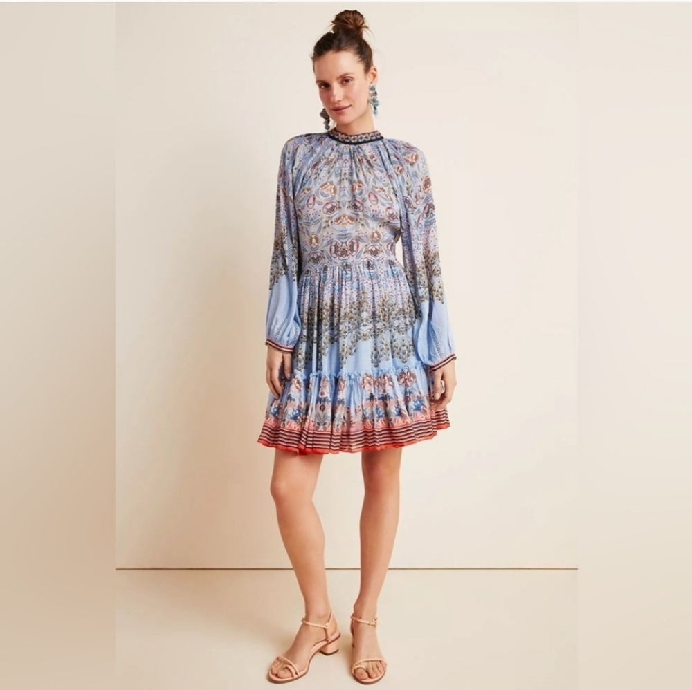 Anthropologie NWTs Bhanuni by Jyoti Juliana Heavenly Blue Mini Dress